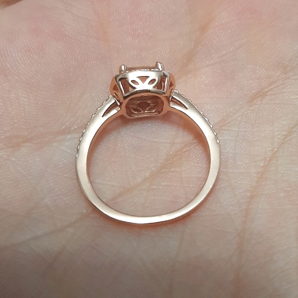Morganite & Cubic Zirconia 14k Rose Gold Over Silver Ring - Size 6 - Picture 3 of 11